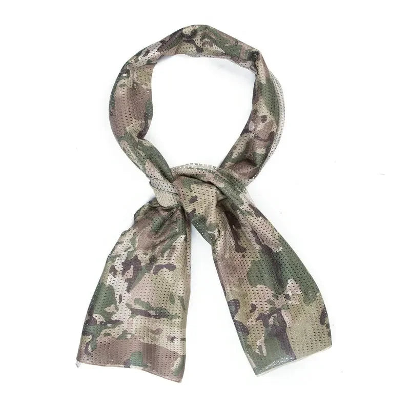 Tactical Scarf Camouflage Mesh Neck Scarf Face Mask Head Wrap Breathable Outdoor Camping Hunting Hiking Scarves Clothes