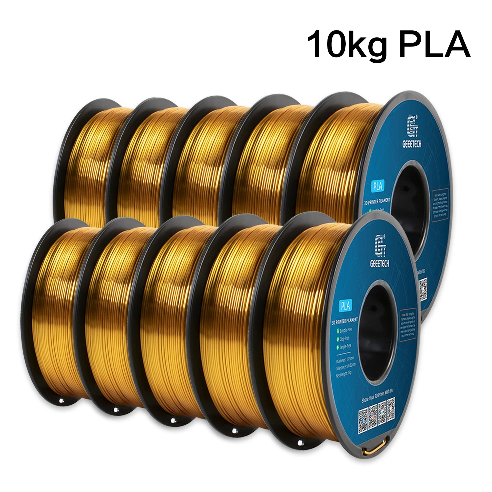 GEEETECH 10Kg In One Box Matte/PETG/Silk PLA/TPU/ABS 3D PLA Filament 1.75mm Spool Wire For 3D Printer Material,Safety