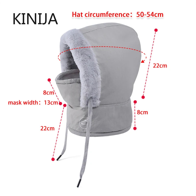 Winter Cycling Hat Child Warm Scarf Face Mask Integrated Cold Resistant Windproof Head Cover Thickened Velvet Neck Protection