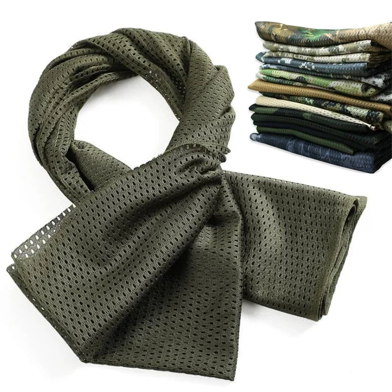 Tactical Scarf Camouflage Mesh Neck Scarf Face Mask Head Wrap Breathable Outdoor Camping Hunting Hiking Scarves Clothes