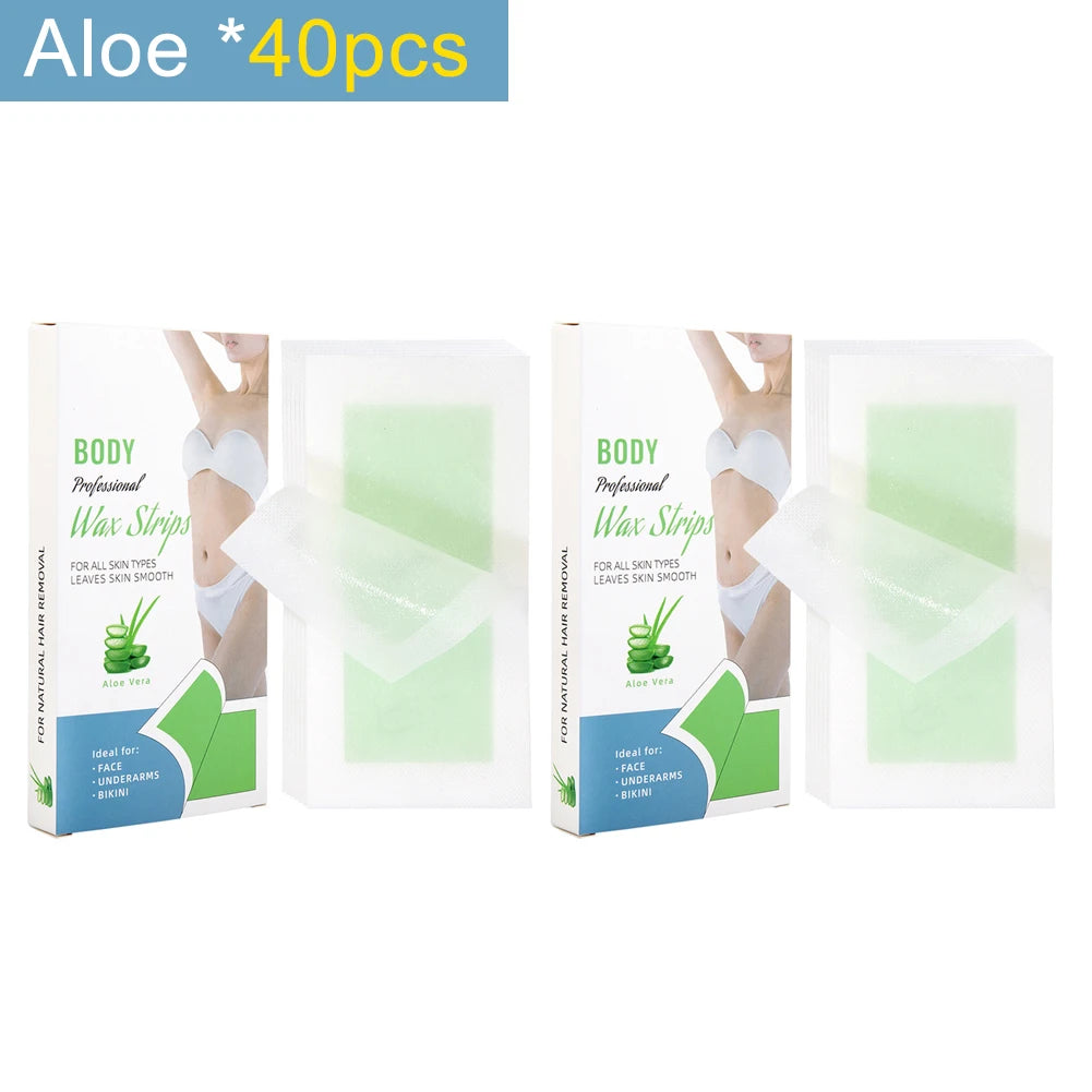 20/40pcs Hair Removal Wax Strips Roll Underarm Wax Strip Paper Waxing Wipe Sticker Beauty Tool for Face Body Leg Arm Hair Remova