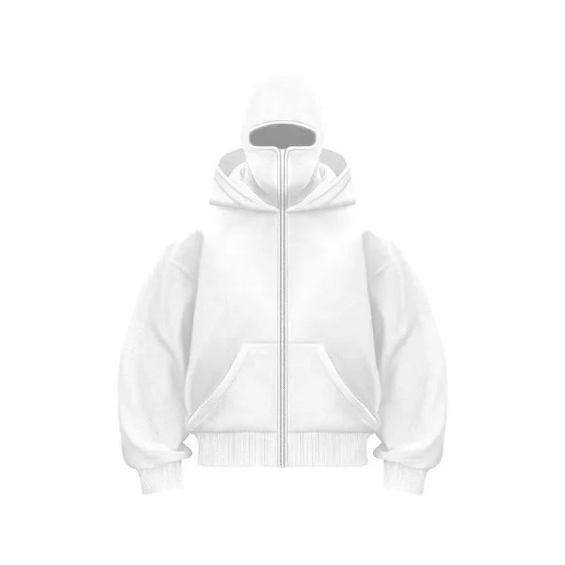 Men's Winter Hoodie with Balaclava Face Mask Zipper Design Sports Jacket for Outdoor Activities Hiking Travel Running Sweatshirt