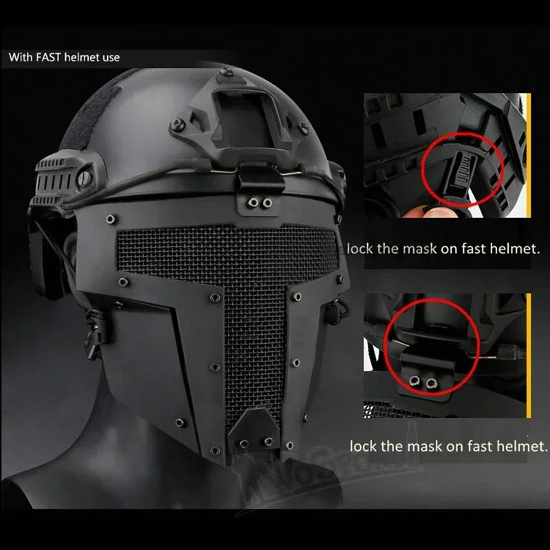 Full Face Mask Breathable Steel Mesh Tactical Paintball Shooting Combat Masks Hunting Accessories Use with FAST Helmet